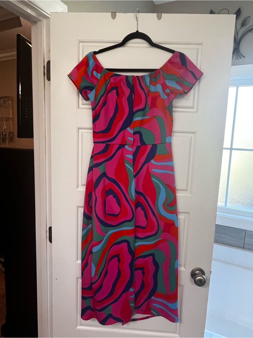 Off-Shoulder Multi-Color Slit Dress - Picture 2 of 4